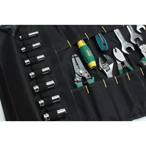 Multifunksjonell lerretsspoleverktøyveske for oppbevaring av elektriske reparasjonsenheter (verktøy ikke inkludert)
