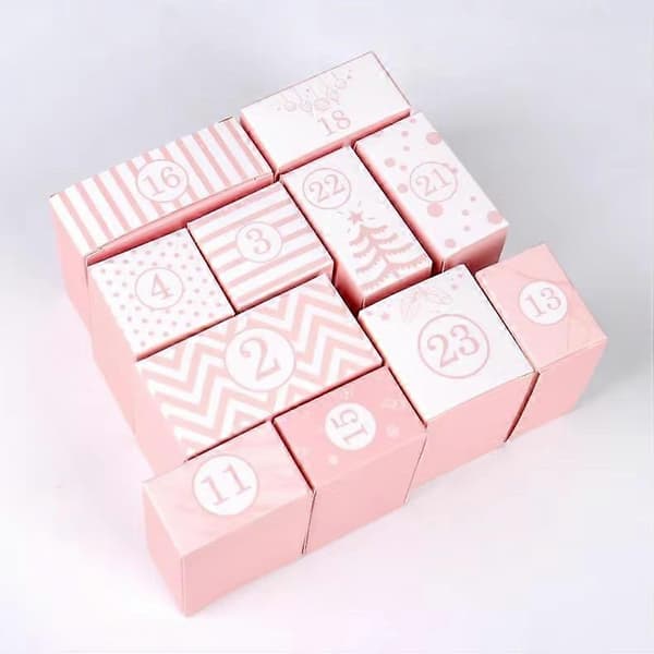 Julekalender Blind Box 24 Tomme DIY Gaveæsker Nedtælling Overraskelse Til Børn & Voksne Pink Pink
