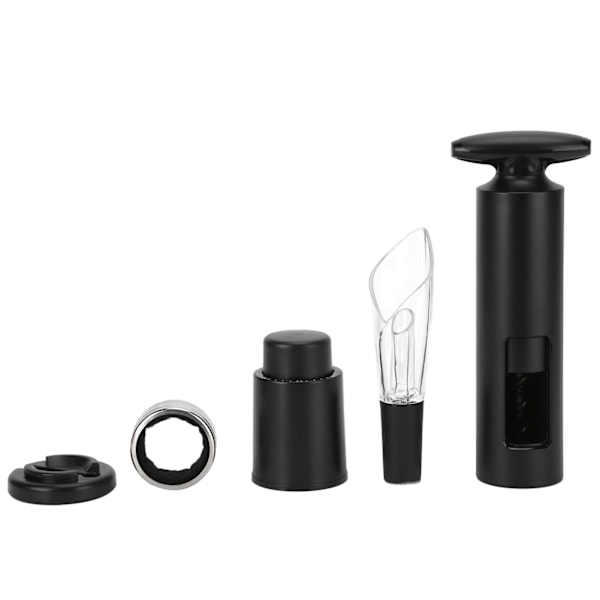 5Pcs/Set Rotating Wine Opener Bottle Kit with Vacuum Stopper Decanter Foil Cutter Drip Ring Black