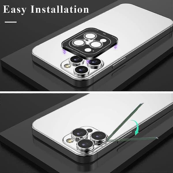Iphone 14 Pro Max / 14 Pro Camera Lens Protector - 2 Set Metal Anti-scratch HD Tempered Glass Black