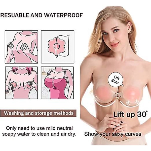 Osynliga silikonbröstblad med lyft och självhäftande återanvändbara bröstvårtor för kvinnor