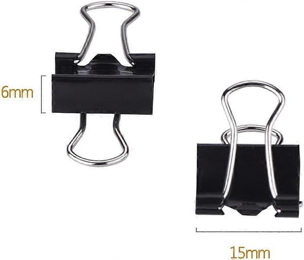 Mini Binder Papir Tegneclips Metalclips, 60 Styk (15mm)