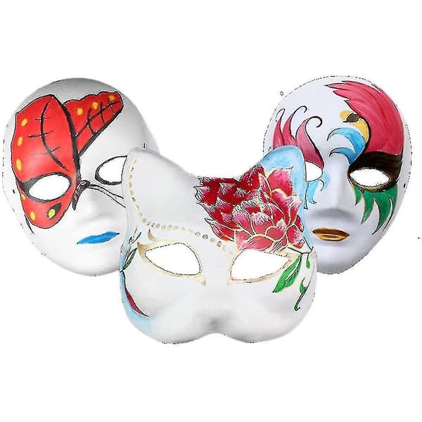 10 stk. Halloweenmasker lavet af plastik til håndværk og maling Style 2