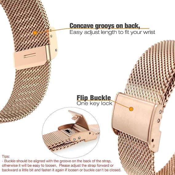 Urrem til Garmin Venu 2 Plus/Venu Sq/Vivoactive 5 / Vivomove 3, rustfrit stål metalnet 20mm quick release håndledsrem