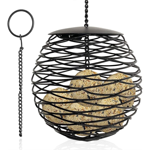 Fuglemater i metall med stor kapasitet for fettballer, brød og kjeks - 13 cm diameter ballformet