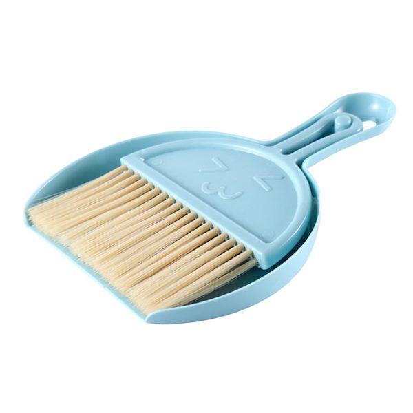 Mini Sopskyffel Set Glad Mun Plast Handhållen Effektiv Rengöring Portabel Liten Borste Sopskyffel för Bordsskiva Kontor Blå