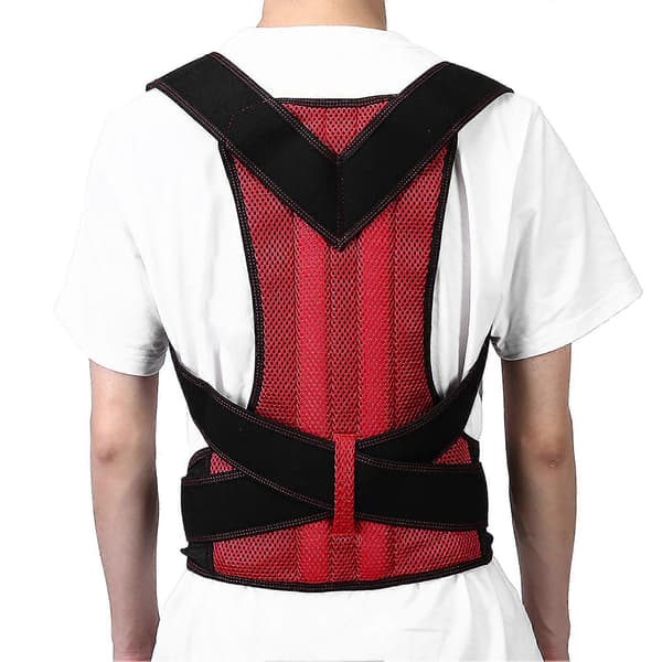 Unisex Adjustable Posture Corrector Back Support Humpback Correction Belt Back Brace XS RedYMMR)