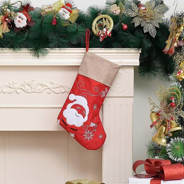 2 stk julestrømper - til julegodteposer - Julenisse- og juletredesign