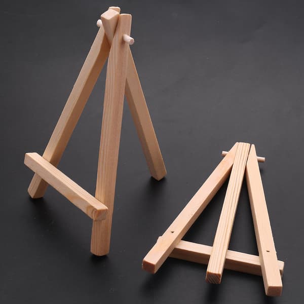 10 stk. Mini Træ Staffeli til Kunstnere - Trekantet Bordstativ til Bryllup Displayholder - 15 x 8 cm - WELLNGS
