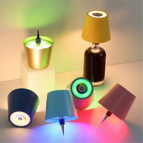 Langaton pullolamppu RGB-tiloilla ja 3 värin portaattomalla himmennyksellä, pullolampun varjostin, ladattava pullolamppu White