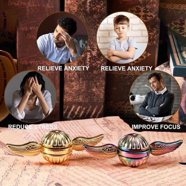 Guld Fidget Spinner Magic Orb Angstlegetøj Stressreducerende Spin Fidgets Håndlejer Tri Spinner Finger Spinners Legetøj Fokus Fidgeting Rastløs
