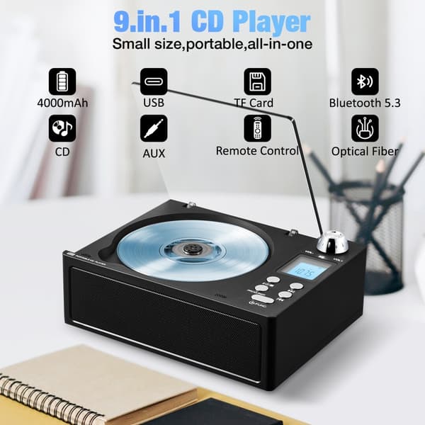 CD Bluetooth-spelare med integrerad FM-radio stöder USB/TF-kortuppspelning