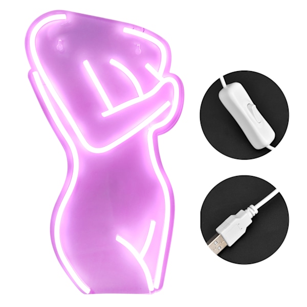 Naken Dam Modell LED Neonljus USB-driven Väggskylt Konst för Hem Butik Bar Fest Bröllop