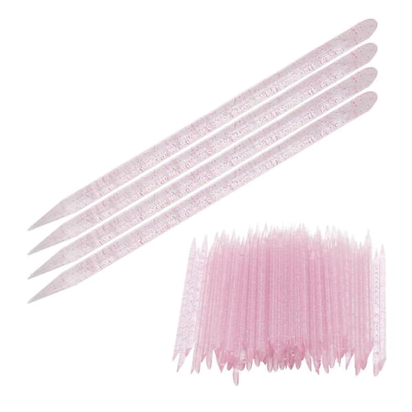 100 pcs Disposable Cuticle Pusher Double-Ended Cuticle Manicure Pedicure Sticks Pink YMMR)