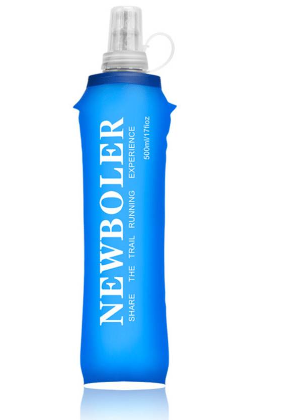 Soft Plastic Sports Bottle, Foldable Water Pouch for Running, 500ML (Dark Blue)