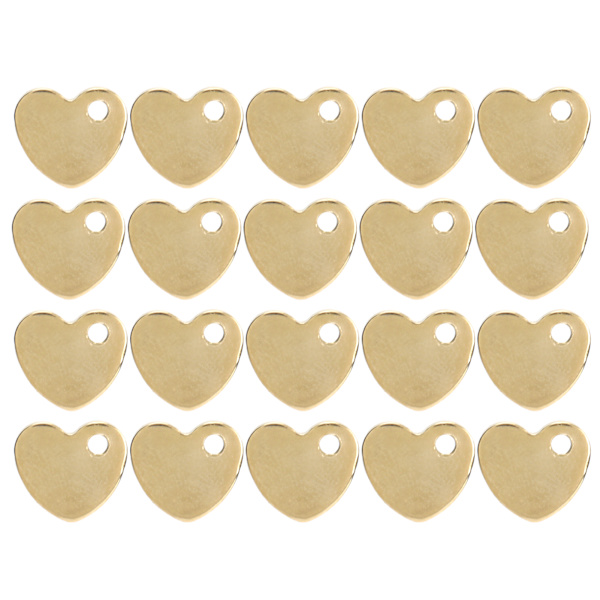 20 stk. DIY Hjerteformet Vedhæng Rustfrit Stål Vedhæng med Hul Smykkefremstillings Tilbehør (Guld 9 x 10mm)