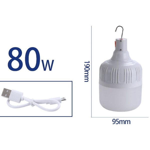 Bærbare USB genopladelige campinglys - 2 stk, 80W, 5 dæmpbare tilstande, perfekt til camping, gårdhave, have, grill
