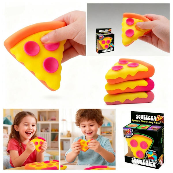 3 st Pizza Squeeze Presentförpackning Mini Sensorisk Klämleksak