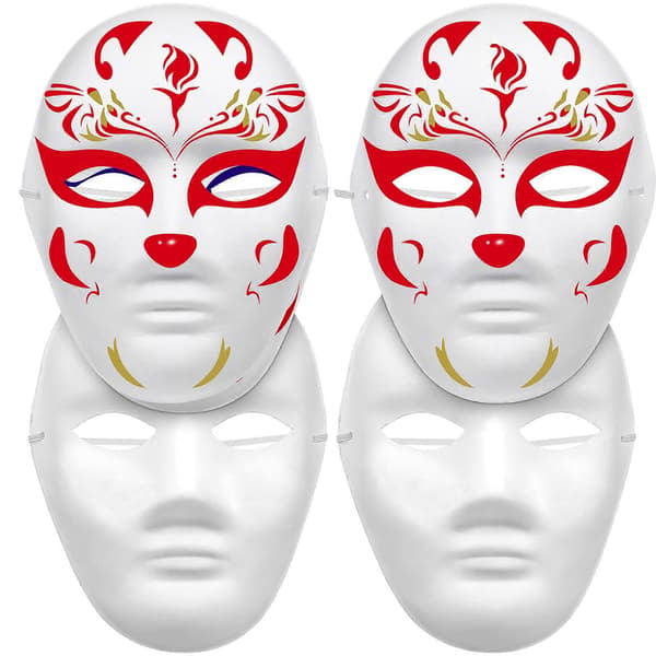 Halloween Handmålade Masker DIY Massamaskar 4-delat Set