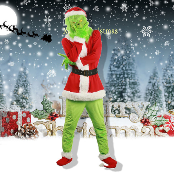 Barn/vuxna Julfest Grinch Cosplay Kostym Klänning et S