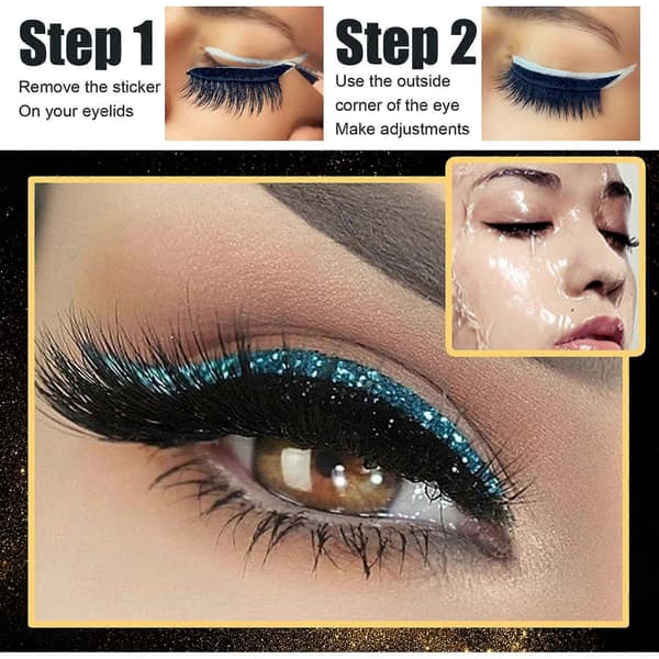 (Guld) Genanvendelige Eyeliner- og Vippeklæbemærker