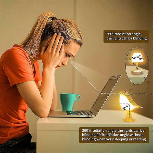 Bird LED Bedside Lamp Small Cordless Bird Night Light Touch Control Bedroom Table Reading Lamp Home Decor
