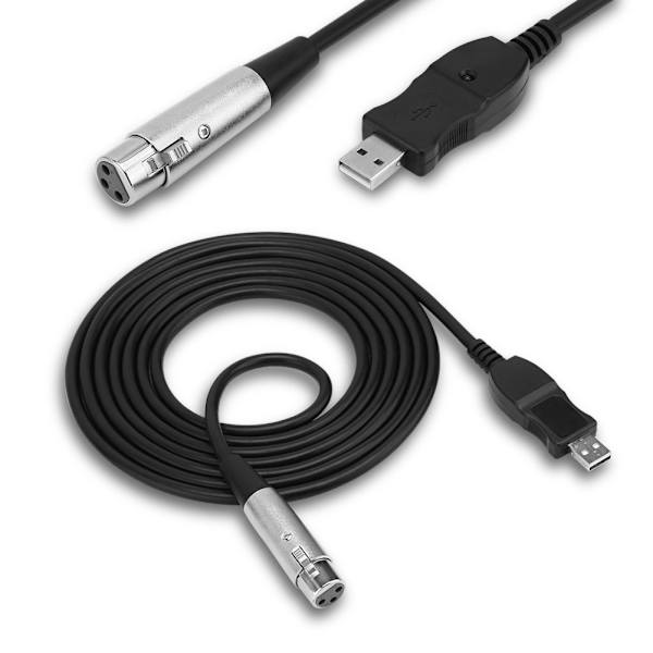 USB Han til XLR Hun Mikrofon Mikrofon Studio Audio Link Kabel Adapter Sort