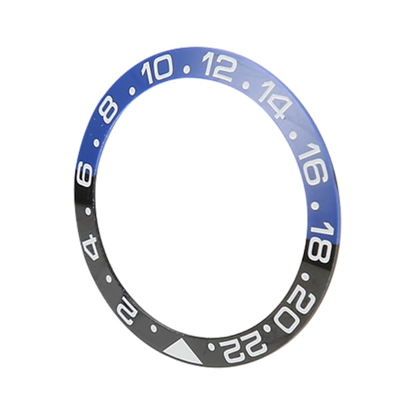38mm Diameter Svart Blå Klocka Bezel Insats Basring Vit Karaktär Keramisk GMT Armbandsur Bezel Insats Ring