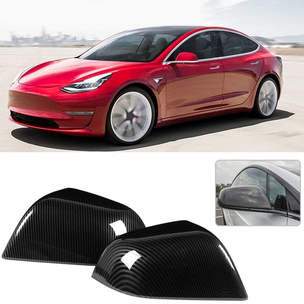 2 st kolfiberdörrsbackspegelkåpor för Tesla Model 3 2018-2019