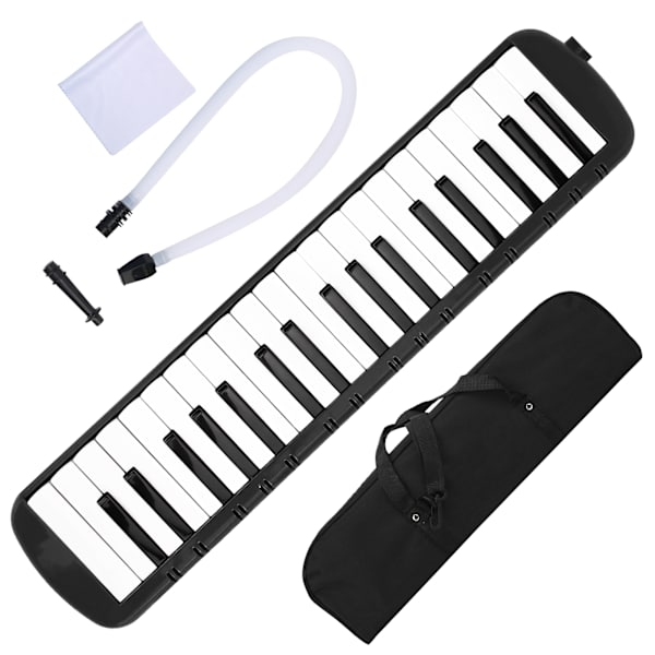 Melodica 37 Tangenter Keyboard Blæseinstrument til Begynder Professionel Træning Sort