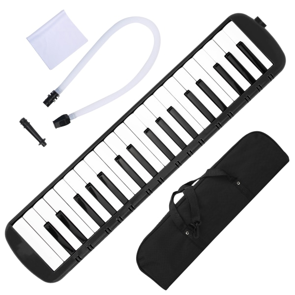 Melodica 37 tangenter Keyboard Blåsemusikkinstrument for profesjonell nybegynnertrening Svart