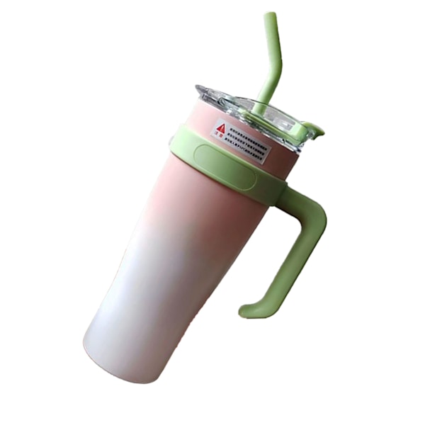 Bil Isolerad Mugg Rostfritt Stål 1250ML med Sugrör Isolerade Tumblers för Utomhusresor Gradient Rosa