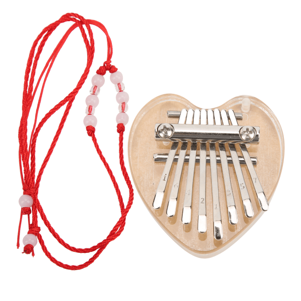 Kalimba 8 Key Mini Finger Tommel Piano Krystall Bursdag Julegaver til barn Voksne NybegynnereHjerteform