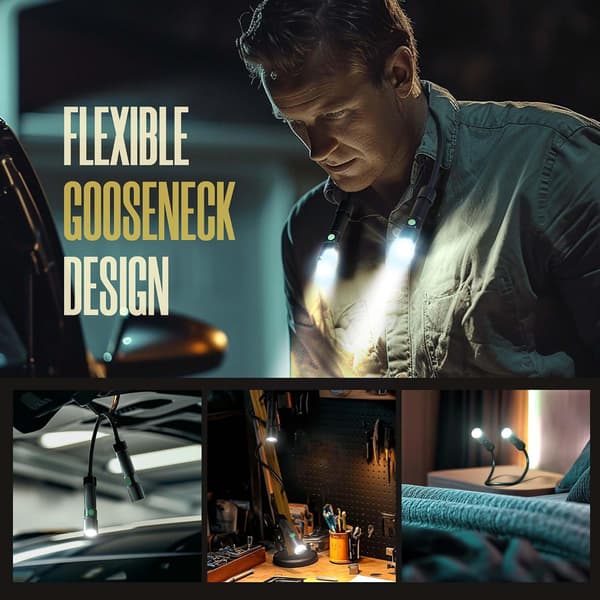 LED Neck Light, 1800 Lumen Rechargeable Neck Flashlight with Magnetic Base, Detachable Neck Work Light with Zoomable Flashlight, Flexible Around Neck