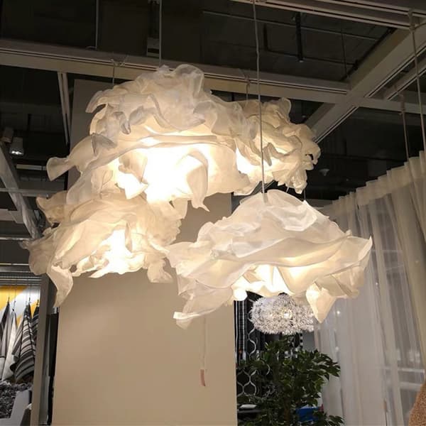 Molnlampa med 3 ljusfärger, nordisk papperspendel, för vardagsrum, sovrum, hotell, café och DIY-belysning Coffee