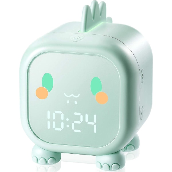 Färgglad barnväckarklocka och skrivbordslampa med dag/natt-indikator och rumstemperaturdisplay