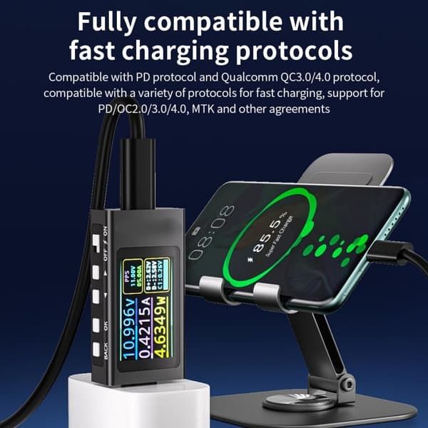 USB-jännitetesteri, volttimittari, ampeerimittari, tukee PD3.1-pikalatausprotokollaa