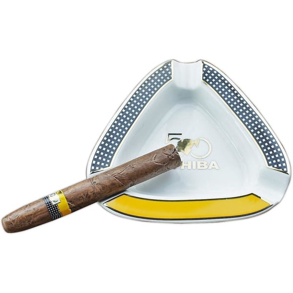 Stort trekantet sigaraskebeger for uteplass, utendørs, innendørs bruk - gul