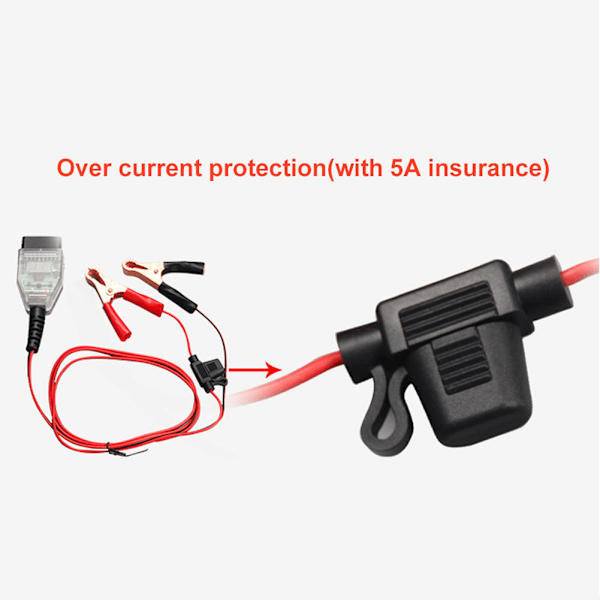 Minnesbevarande Connector OBD Batteriläcksdetektering Bildiagnostiskt Batteriverktyg med 2 Klämmor
