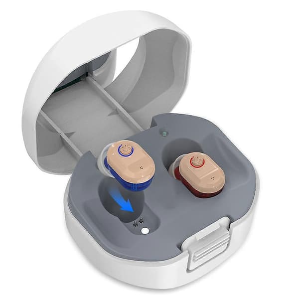 Mini Rechargeable In-Ear Hearing Aid Sound Amplifier Stable Transmission Noise Reduction with Rechargeable Base