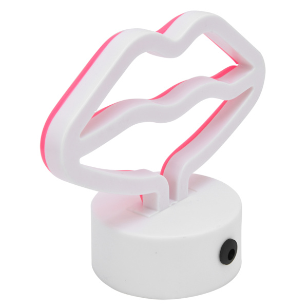 Läppformade LED Neon Skyltar med Ställ USB-driven Neonlampa för Babyrum Party