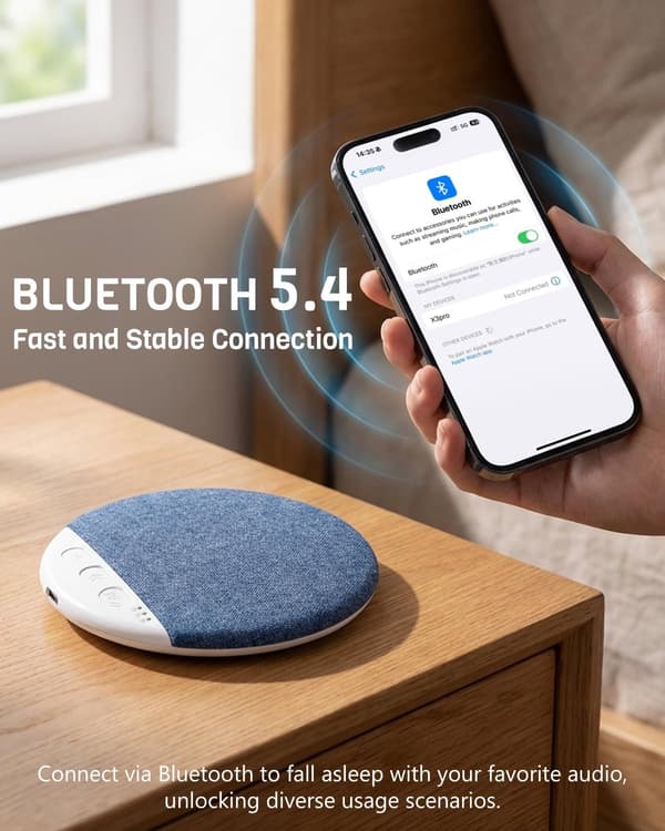 Sengehøyttaler for søvnstøtte / Høyttaler under puten: Høykvalitets, timerutstyrt, multifunksjonell Bluetooth-høyttaler med hvit støy