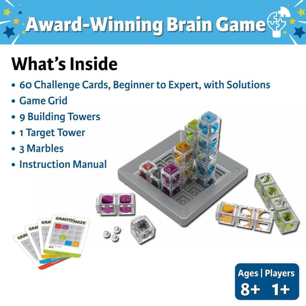 ThinkFun Gravity Maze - Faldende kugle-logikspil - Udfordrende STEM-legetøj til børn 8-12 - Gravity Marble Labyrinth