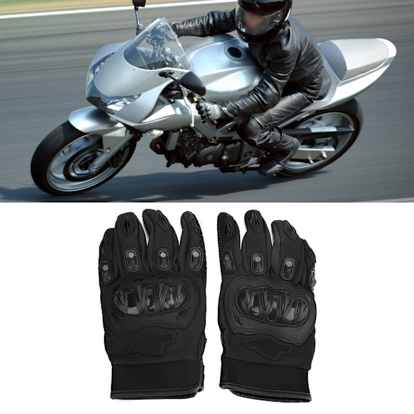 Par af Universal Motorcykel Anti-Skrid Åndbare Beskyttende Handsker med Fuld Finger (Sort L)