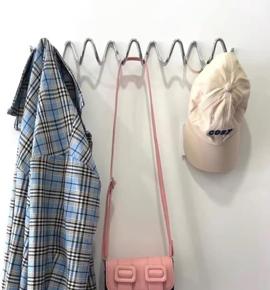 Coat Rack - Wall Mounted Galvanized Silver Wavy Jacket Hook - Creative Clothes Storage Hook - 50cm Long (Drill Hole Installation)