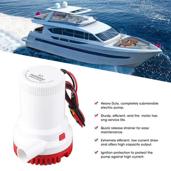2000GPH DC Nedsænkbar Lænsepumpe Marine Bådtilbehør SFBP1-G2000-0124V