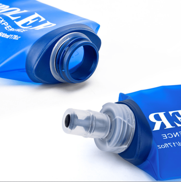 Soft Plastic Sports Bottle, Foldable Water Pouch for Running, 500ML (Dark Blue)