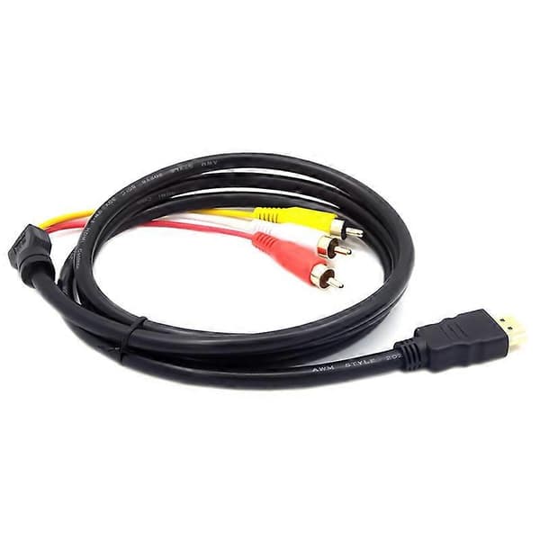 3 HDMI-kompatible indgangsporte 1,5M han til 3 RCA Scart lyd- og videokonverteringsadapterkabel