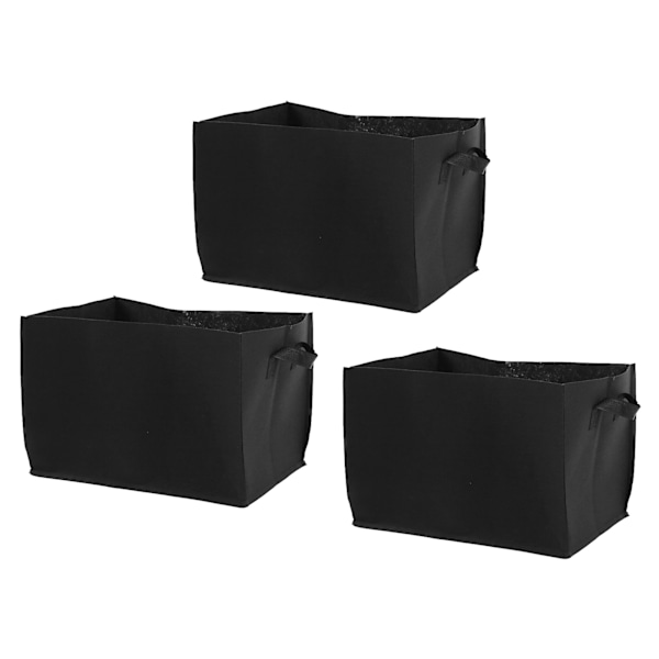 3PCS Plant Grow Bags Non Woven Fabric Pots with Handle Vegetable Potato Tomato Flower Growing Containers55x35x35cm Black