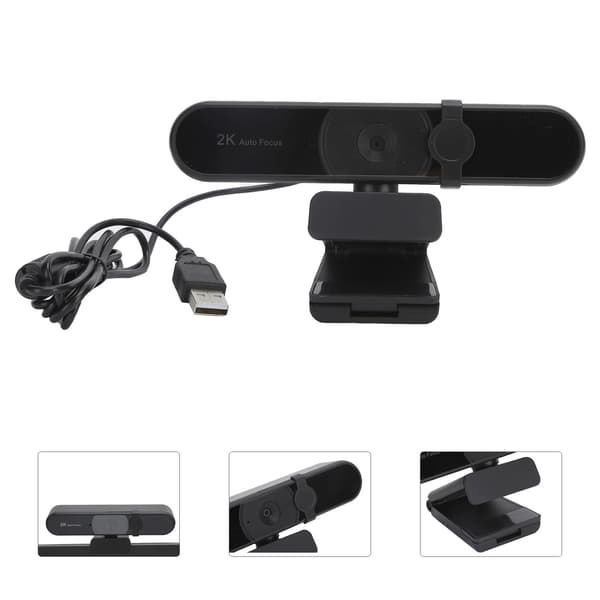 C55A 2K HD Kamera med linsebeskyttelse, indbygget mikrofon, USB computer webcam til videooptagelse